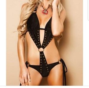 Stretchy faux suede monokini